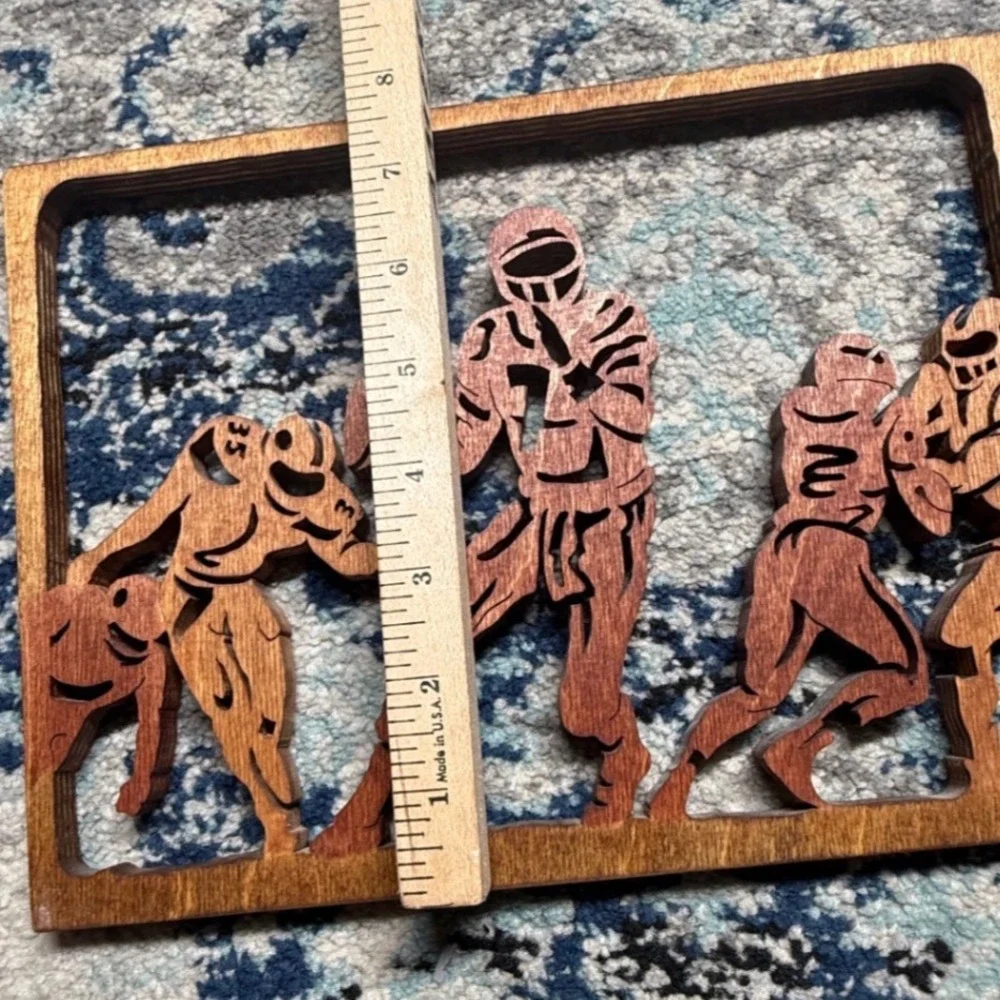 Handmade Laser‎ Cut Football Players Wooden Wall Art Plaque Sports Decor 10x8